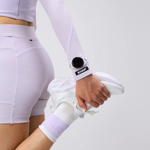 Bandit Running: Lite Run Ribbed Sock - White/Thistle (2 Pack)