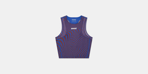 Bandit Running: Stamina Lyra Race Crop - Deep Peri Blue with Rust