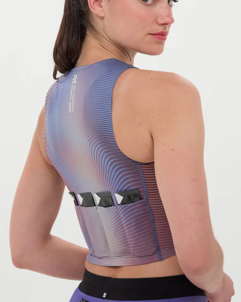 Bandit Running: Ares Zip Front Race Crop - Gradient Rust