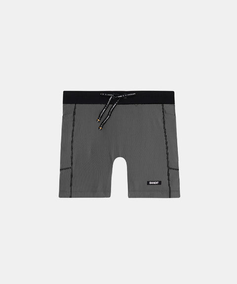 Bandit Running: Striped Cadence 5" Compression - Black/Chalk