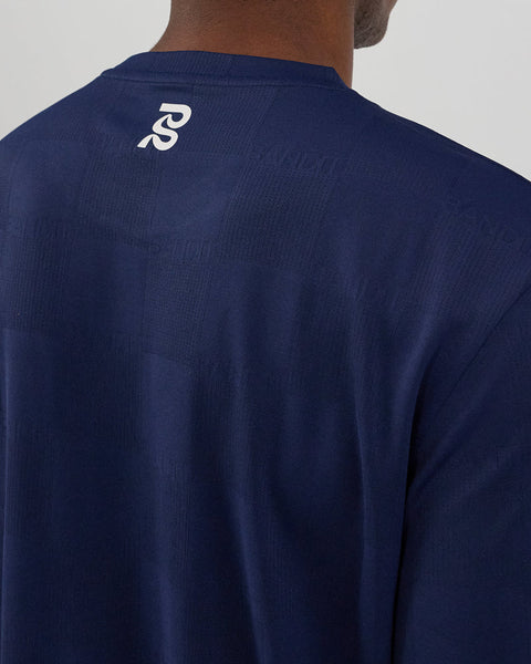 Bandit Running: Bandit Cheque Jacquard Short Sleeve Tee - NY Navy