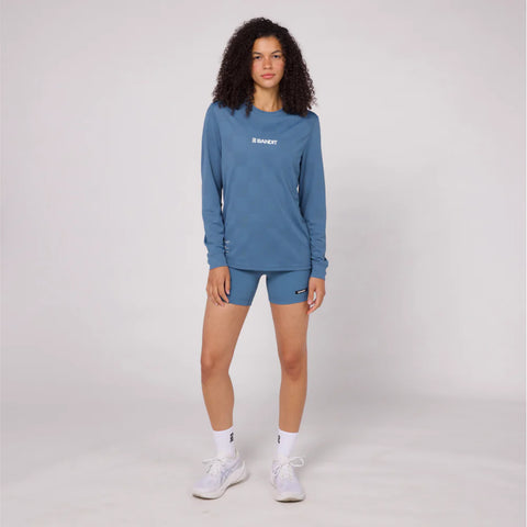 Bandit Running: Cheque Jacquard LS - Steel Blue (Unisex)