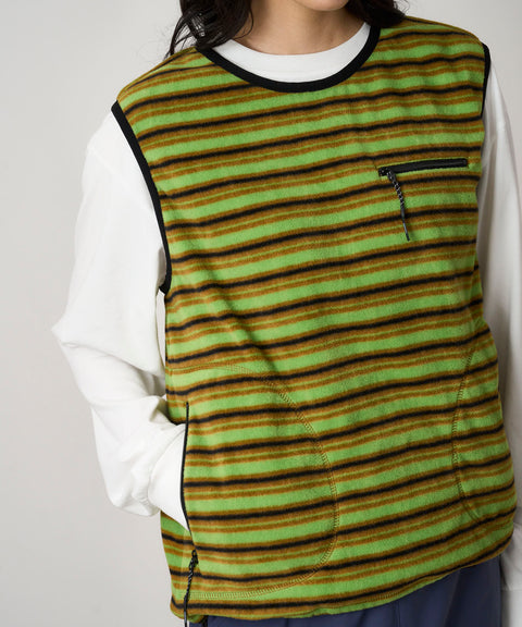 Gramicci: Women's Thermal Fleece Pullover - Chartreuse Stripe