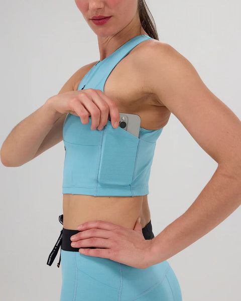 Bandit Running: Gridlock Race Crop - Vintage Blue