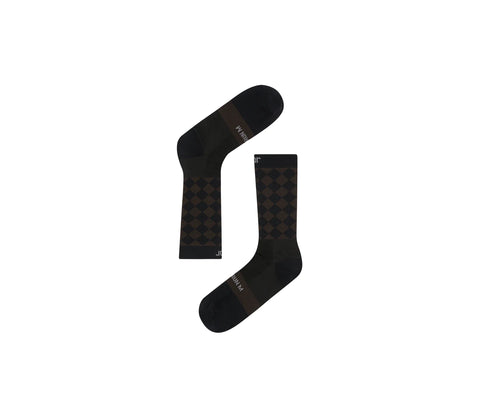 SOAR Running: Diamond Crew Sock - Black/Brown