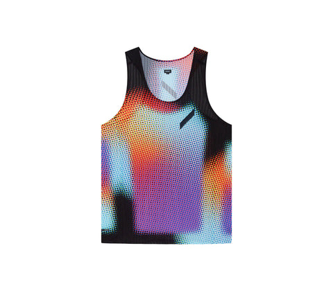 SOAR Running: Men's Printed Race Vest - Black Rainbow Dot