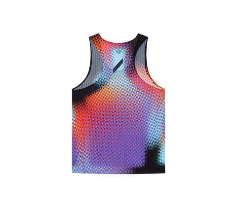 SOAR Running: Men's Printed Race Vest - Black Rainbow Dot