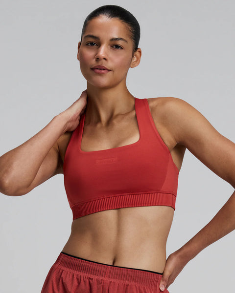 Bandit Running: Women's Stamina-V Square Neck Run Bra - Rusted Apricot