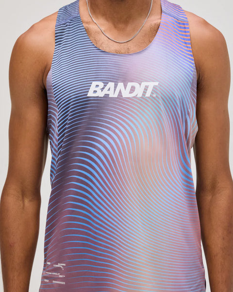 Bandit Running: Drift Mirage Racing Singlet - Deep Peri Blue with Rust Gradient