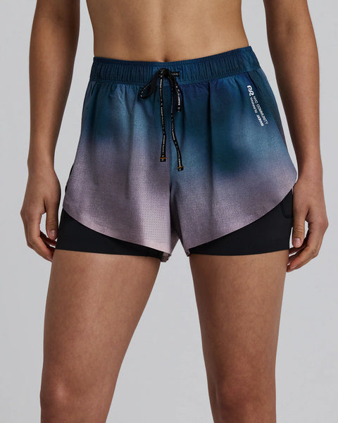 Bandit Running: Women's Vento 2-in-1 Run Short - Flow State Aegean Multi