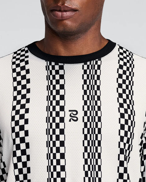 Bandit Running: Men's Micromesh Long Sleeve - Checkerboard Stripe