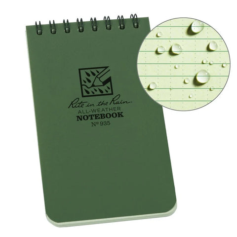 Rite in the Rain: Top Spiral Polydura Notebook - Green