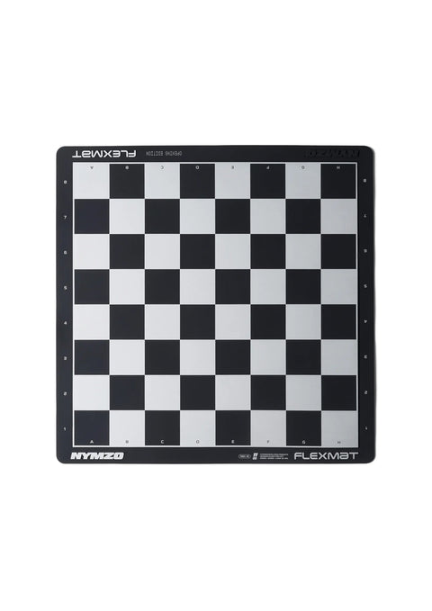 Nymzo: Flexmat Rollup Chess Board - Black/Metallic Silver