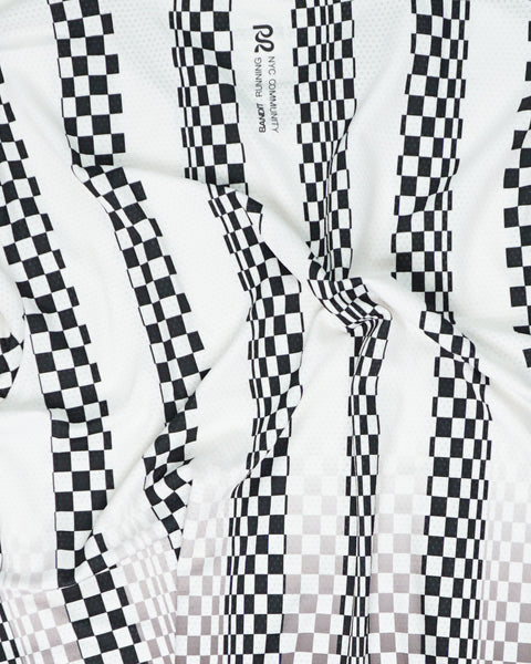 Bandit Running: Men's Micromesh Long Sleeve - Checkerboard Stripe