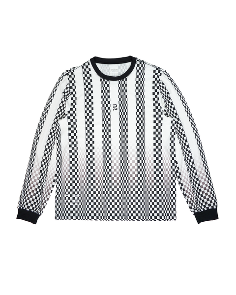 Bandit Running: Men's Micromesh Long Sleeve - Checkerboard Stripe