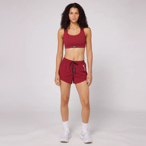 Bandit Running: Gridlock Scoop Neck Bra - Cherry