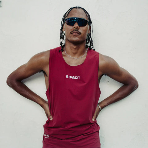 Bandit Running: Men's Vento Performance Singlet- Cherry