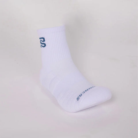 Bandit Running: Cushion Run Current Quarter Sock 2 Pack - White/Steel Blue