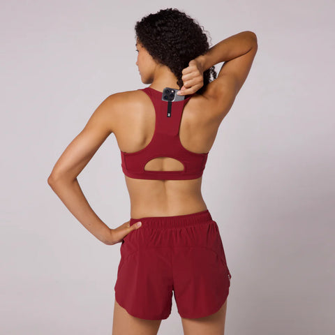 Bandit Running: Gridlock Scoop Neck Bra - Cherry