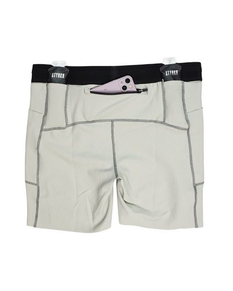Bandit Running: Women's Striped Cadence 5" Compression Shorts - Plaster / Slate