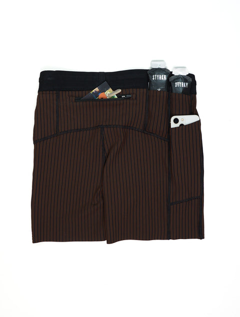 Bandit Running: Women's Striped Cadence 5" Compression Shorts - Cacao / Black