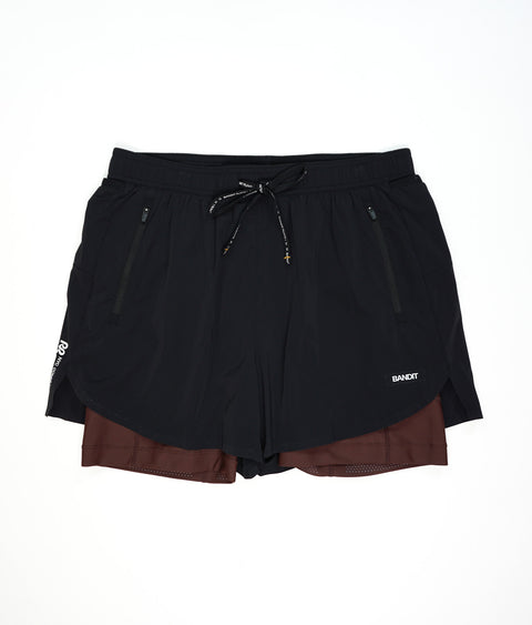 Bandit Running: Men's Vento Next Gen 2-In-1 Run Short - Black/Cacao