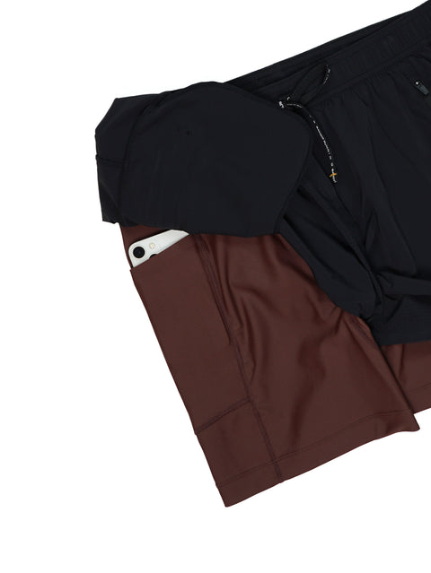 Bandit Running: Men's Vento Next Gen 2-In-1 Run Short - Black/Cacao