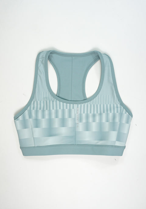 Bandit Running: Women's Vanisher Reverso Scoop Neck Run Bra - Growing Grid Lagoon/Mist