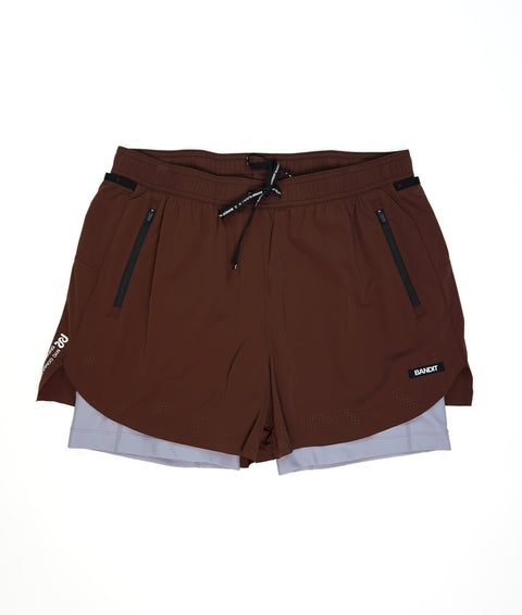 Bandit Running: Men's Vento Next Gen 2-In-1 Run Short - Cacao/Violet Fog
