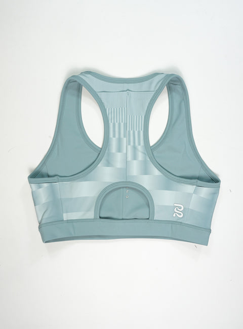 Bandit Running: Women's Vanisher Reverso Scoop Neck Run Bra - Growing Grid Lagoon/Mist