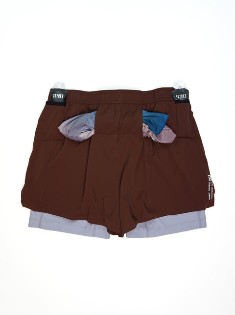 Bandit Running: Men's Vento Next Gen 2-In-1 Run Short - Cacao/Violet Fog
