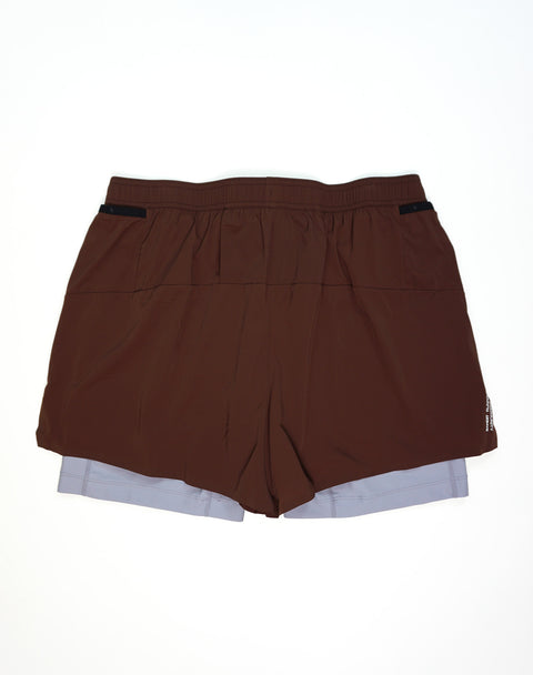 Bandit Running: Men's Vento Next Gen 2-In-1 Run Short - Cacao/Violet Fog