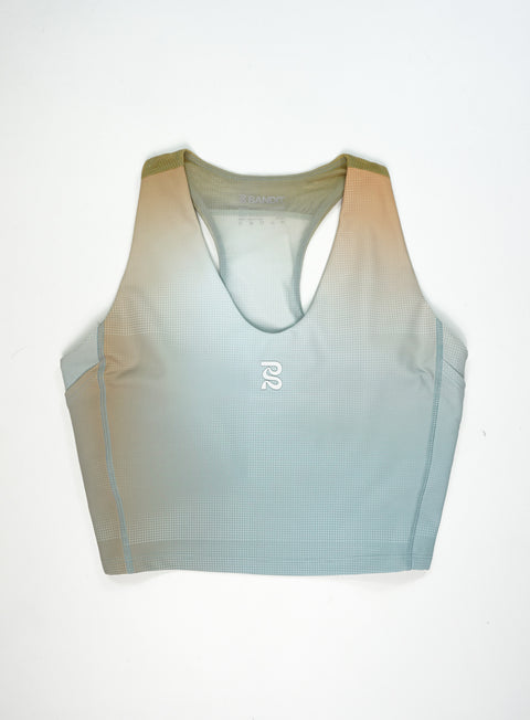 Bandit Running: Women's Vanisher V-Neck Race Crop - Lagoon Multi