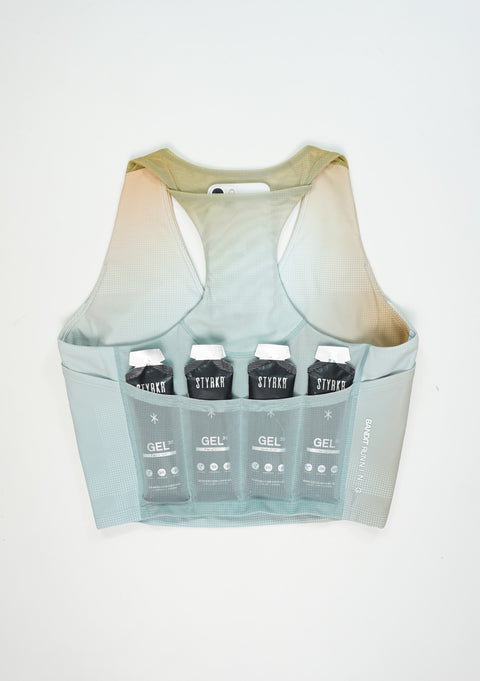 Bandit Running: Women's Vanisher V-Neck Race Crop - Lagoon Multi