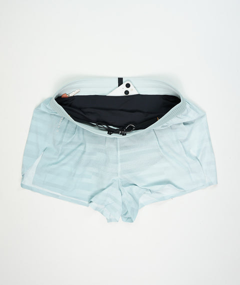 Bandit Running: Women's CoolGrid 3" Split Shorts - Uneven Gradient Lagoon / Mist