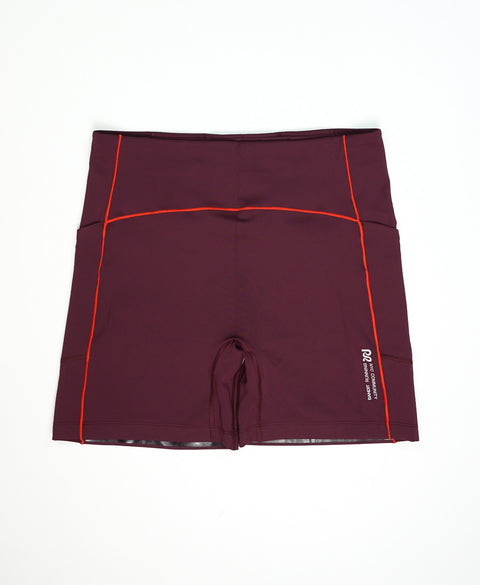 Bandit Running: Stamina 5" Pop Stitch High Waist Compression Short - Fig/Intense Red