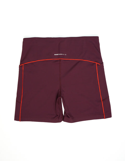 Bandit Running: Stamina 5" Pop Stitch High Waist Compression Short - Fig/Intense Red