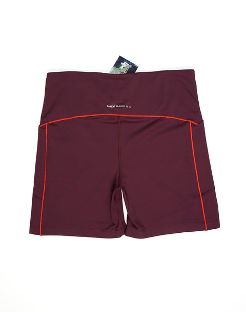 Bandit Running: Stamina 5" Pop Stitch High Waist Compression Short - Fig/Intense Red