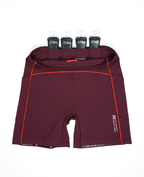Bandit Running: Stamina 5" Pop Stitch High Waist Compression Short - Fig/Intense Red