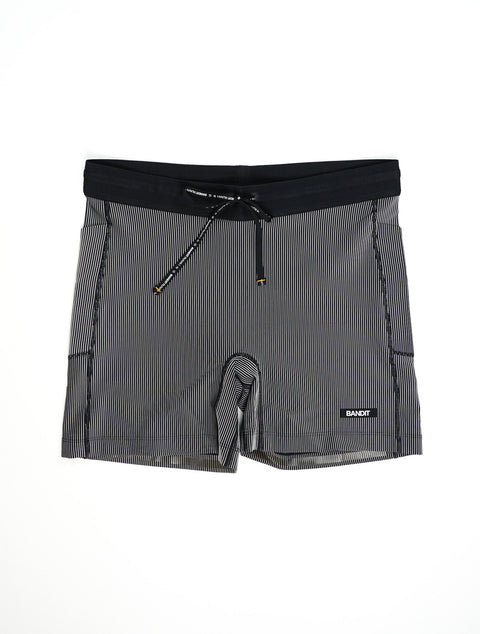 Bandit Running: Striped Cadence 5" Compression - Black/Chalk