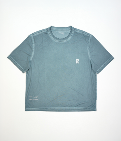 Bandit Running: Men's FrioSoft Performance Box Tee - Tranquil Blue Salt Fade