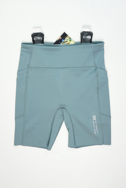 Bandit Running: Women's Stamina-V High Waist 7" Compression Short - Tranquil Blue