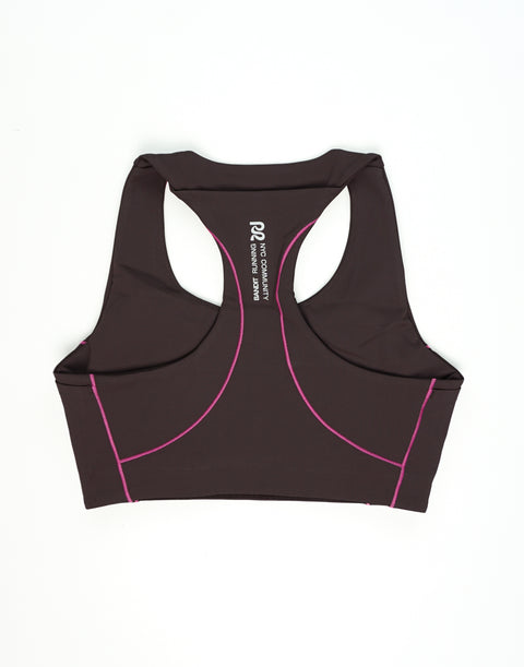 Bandit Running:Women's Vanisher Pop Stitch Arco Run Bra - Espresso