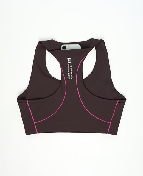 Bandit Running:Women's Vanisher Pop Stitch Arco Run Bra - Espresso