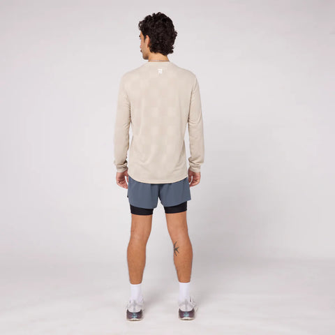 Bandit Running: Cheque Jacquard LS - Stone (Unisex)