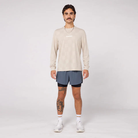 Bandit Running: Cheque Jacquard LS - Stone (Unisex)