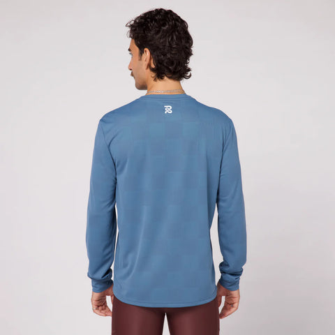 Bandit Running: Cheque Jacquard LS - Steel Blue (Unisex)