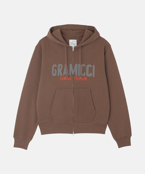 Gramicci: Spell Out Zip Hooded Sweatshirt - Brown