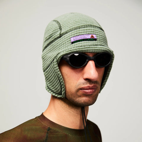 Rayon Vert: Lahmacun Grid Hat - Lichen Green