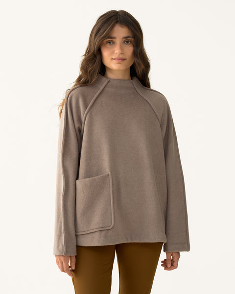 Hikerkind: Mock Neck Pile Fleece - Moraine